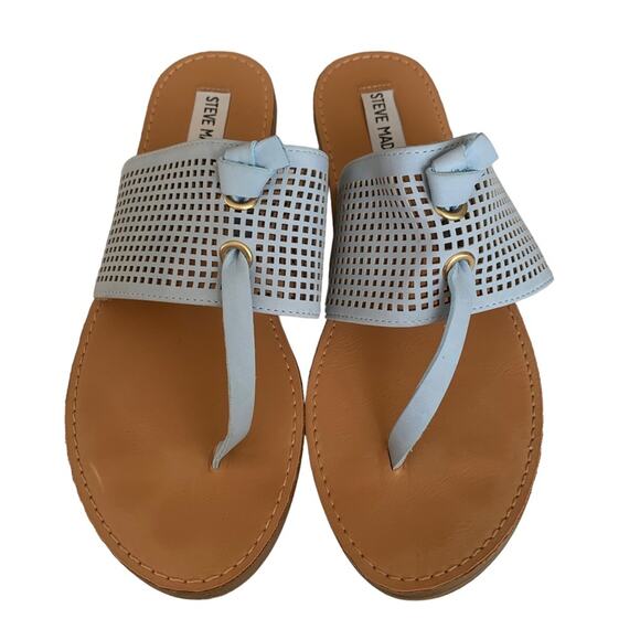 Steve Madden Shoes - Steve Madden Saydie Lt. Blue Vegan Leather Thong Sandals Size 7.5